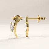 14k gold vermeil curvy marquise earrings featuring a sleek, sculptural curve design accented with a marquise-cut cubic zirconia for a touch of modern sophistication.
