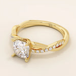 1 CTW CUSHION CUT MOISSANITE WITH TWISTED ACCENTED BAND SOLITAIRE ENGAGEMENT RING IN 14K SOLID GOLD FOR WOMEN