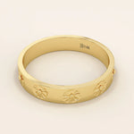 DAISY flower PATTERN 14k solid GOLD WEDDING BAND