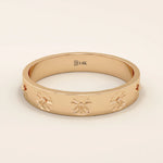 DAISY flower PATTERN 14k solid GOLD WEDDING BAND
