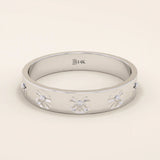 DAISY flower PATTERN 14k solid GOLD WEDDING BAND
