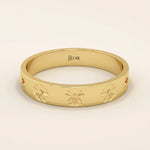 DAISY flower PATTERN 14k solid GOLD WEDDING BAND