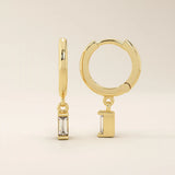 DANGLING BAGUETTE EARRING IN SOLID GOLD