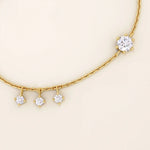 14k solid gold dangling tiny moissanite stones bracelet for women