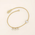 14k solid gold dangling tiny moissanite stones bracelet for women