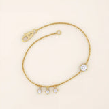 14k solid gold dangling tiny moissanite stones bracelet for women