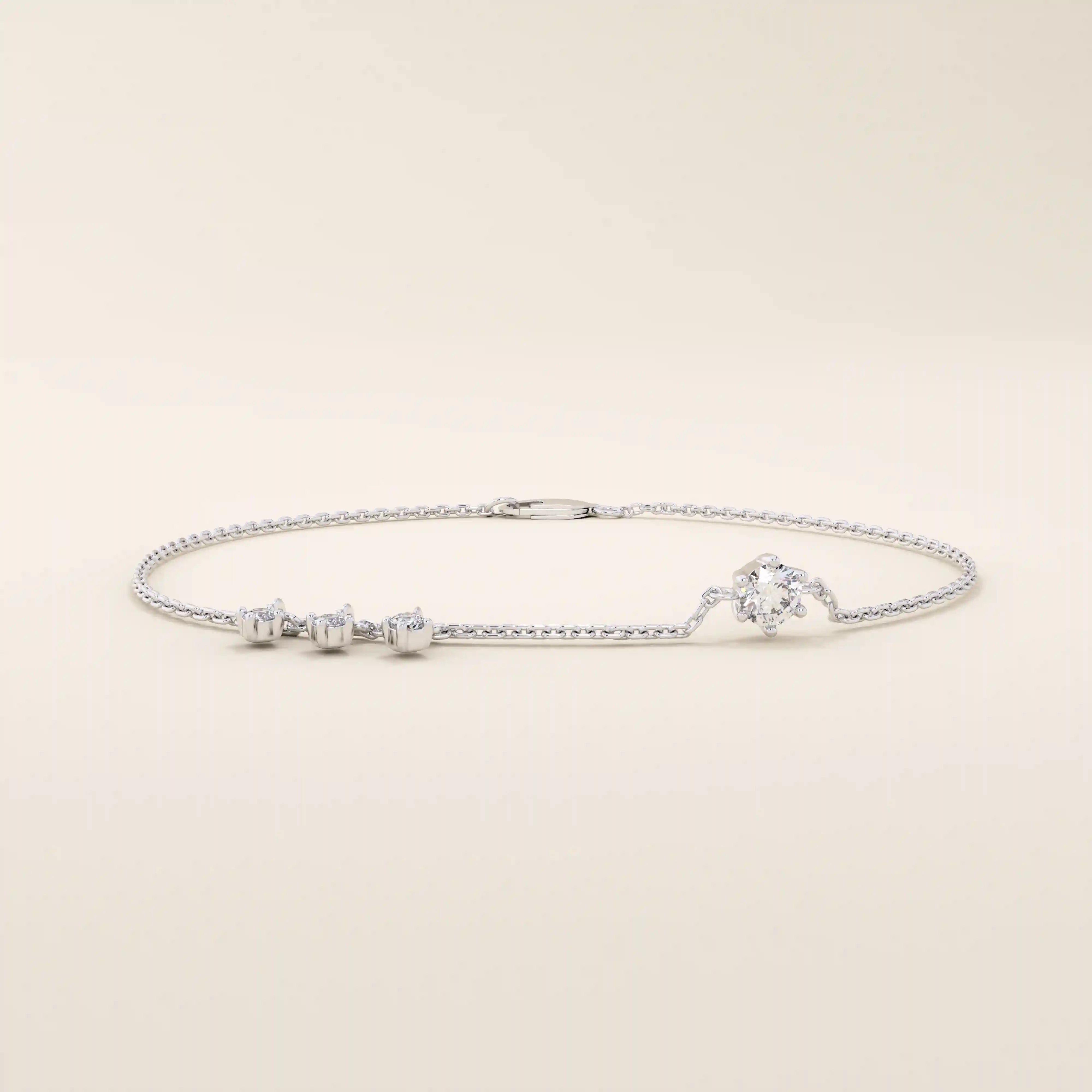 14k solid gold dangling tiny moissanite stones bracelet for women