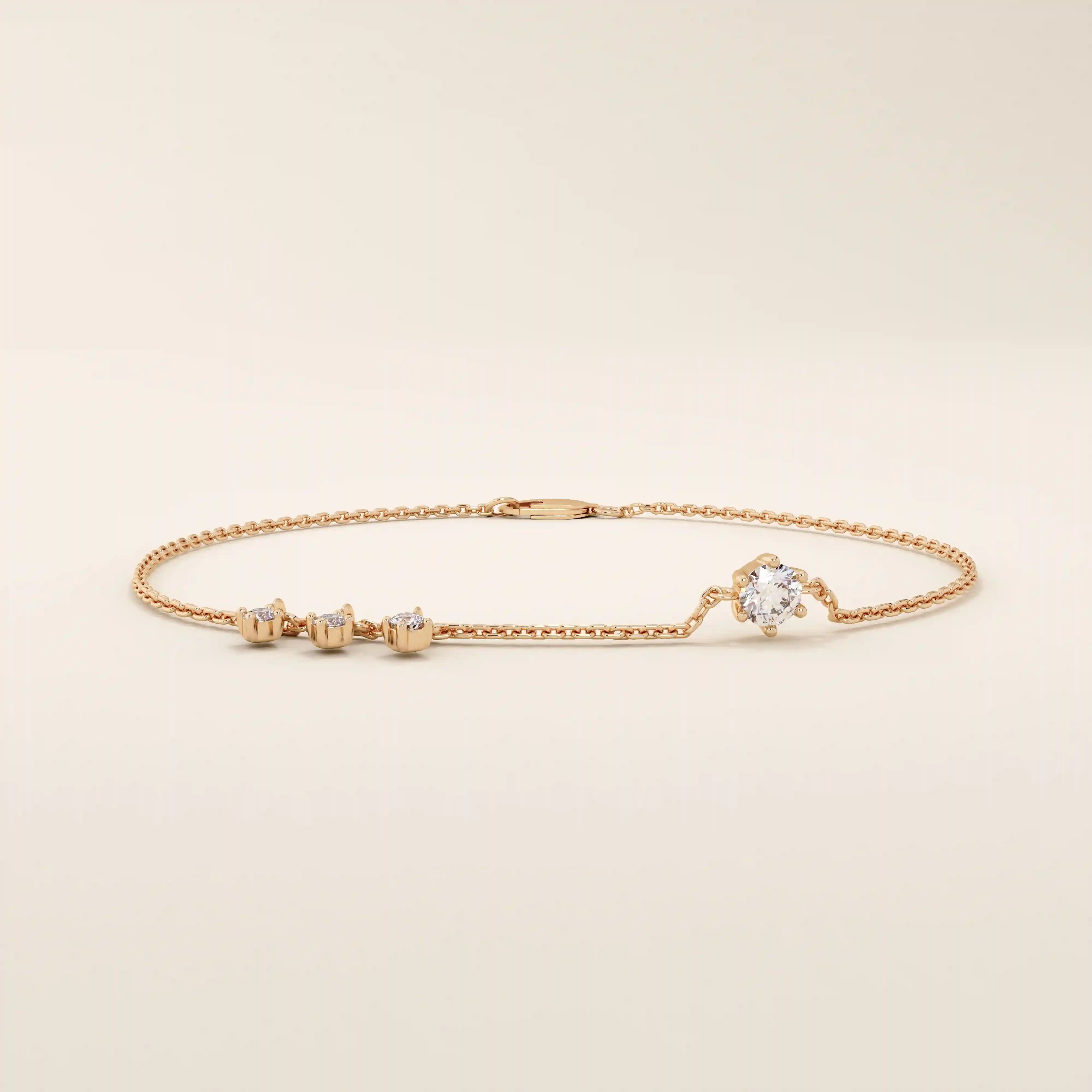 14k solid gold dangling tiny moissanite stones bracelet for women