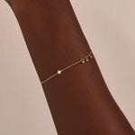 14k solid gold dangling tiny moissanite stones bracelet for women