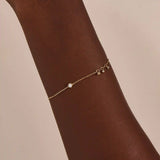 14k solid gold dangling tiny moissanite stones bracelet for women