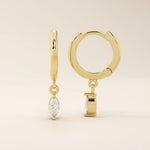 DANGLING MARQUISE CHARM HOOP EARRINGS IN 14K SOLID GOLD