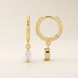 DANGLING MARQUISE CHARM HOOP EARRINGS IN 14K SOLID GOLD