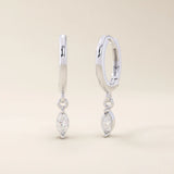 DANGLING MARQUISE CHARM HOOP EARRINGS IN 14K SOLID GOLD