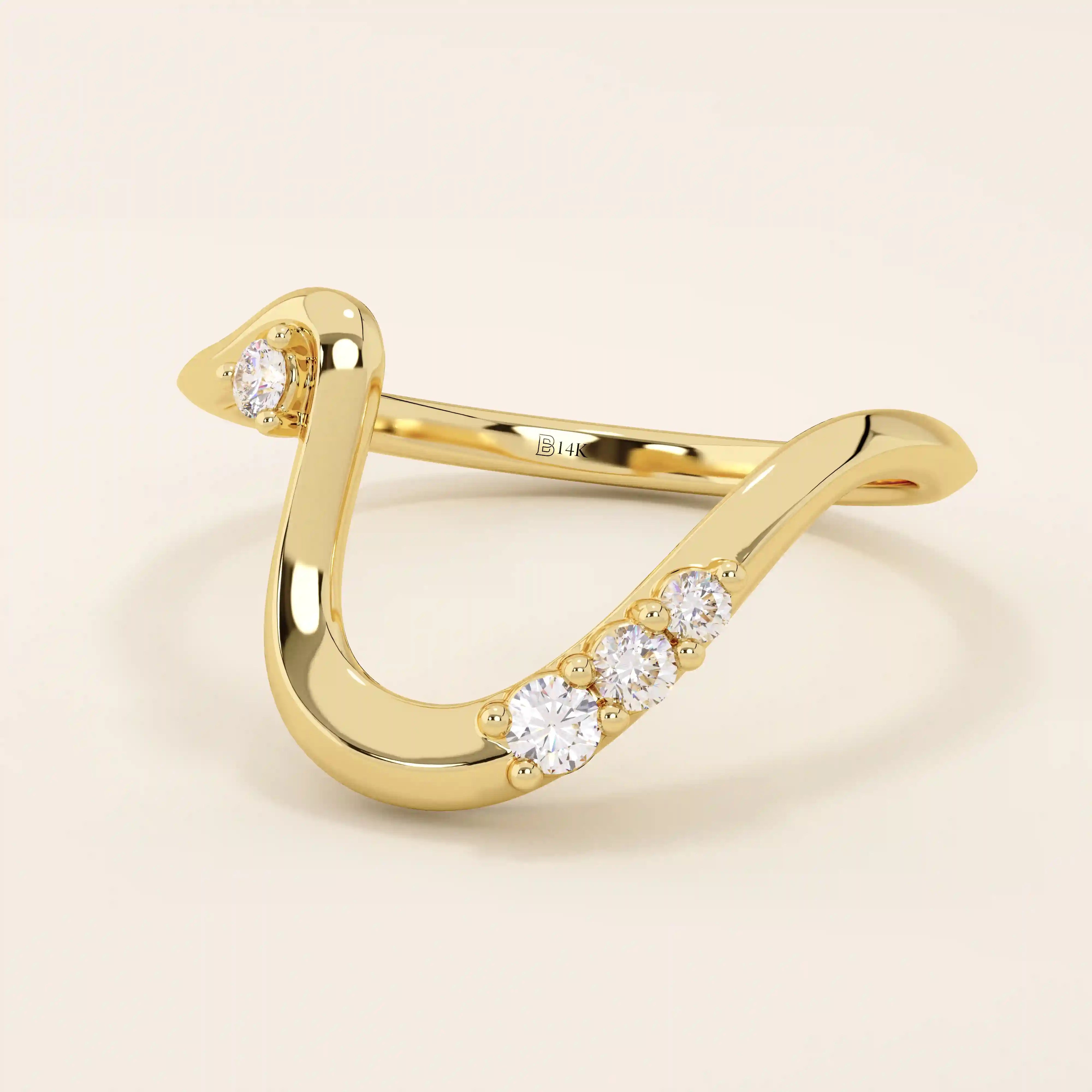 14K SOLID GOLD UNIQUE DEEP CURVE STACKABLE WEDDING RING FOR WOMEN