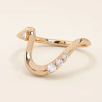 14K SOLID GOLD UNIQUE DEEP CURVE STACKABLE WEDDING RING FOR WOMEN