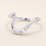 14K SOLID GOLD UNIQUE DEEP CURVE STACKABLE WEDDING RING FOR WOMEN