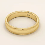 DOME MILGRAIN PLAIN 14K SOLID YELLOW GOLD ALLIANCE UNISEX WEDDING BAND