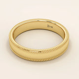 DOME MILGRAIN PLAIN 14K SOLID YELLOW GOLD ALLIANCE UNISEX WEDDING BAND