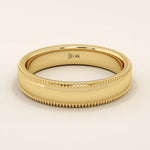 DOME MILGRAIN PLAIN 14K SOLID YELLOW GOLD ALLIANCE UNISEX WEDDING BAND