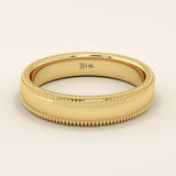 DOME MILGRAIN PLAIN 14K SOLID YELLOW GOLD ALLIANCE UNISEX WEDDING BAND