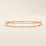 14k soid gold ultra thin double chain butterfly moissanite bracelet for women