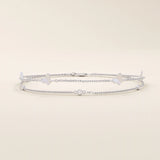 14k soid gold ultra thin double chain butterfly moissanite bracelet for women