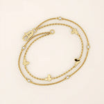 14k soid gold ultra thin double chain butterfly moissanite bracelet for women