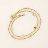 14k soid gold ultra thin double chain butterfly moissanite bracelet for women