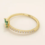 14k solid gold emerald marquise butterfly stacking ring with tiny moissanite for women
