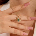 oval cut EMERALD SPIDER GOLD PENDANT