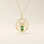 oval cut EMERALD SPIDER GOLD PENDANT