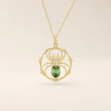 oval cut EMERALD SPIDER GOLD PENDANT
