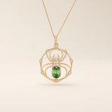 oval cut EMERALD SPIDER GOLD PENDANT