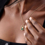 oval cut EMERALD SPIDER GOLD PENDANT