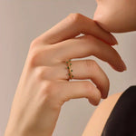 14K SOLID GOLD TINY EMERALD STACKING RING FOR WOMEN