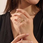 14K SOLID GOLD TINY EMERALD STACKING RING FOR WOMEN