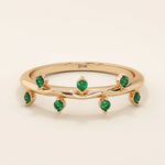 14K SOLID GOLD TINY EMERALD STACKING RING FOR WOMEN