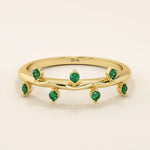 14K SOLID GOLD TINY EMERALD STACKING RING FOR WOMEN