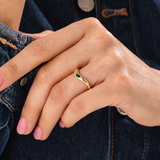 Pear Emerald Curved Ring