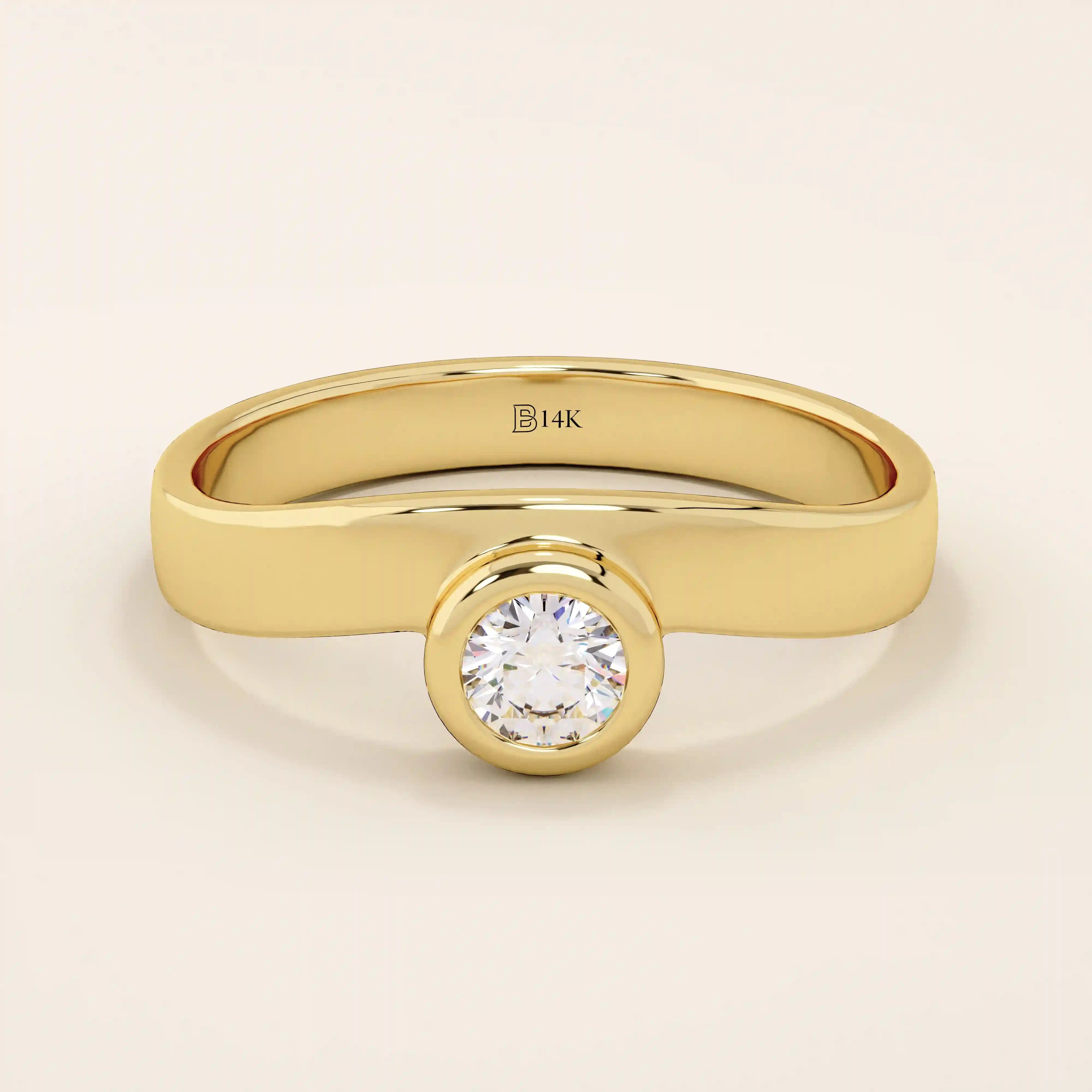 Curve Band Bezel Engagement Ring - BRENNMORE 