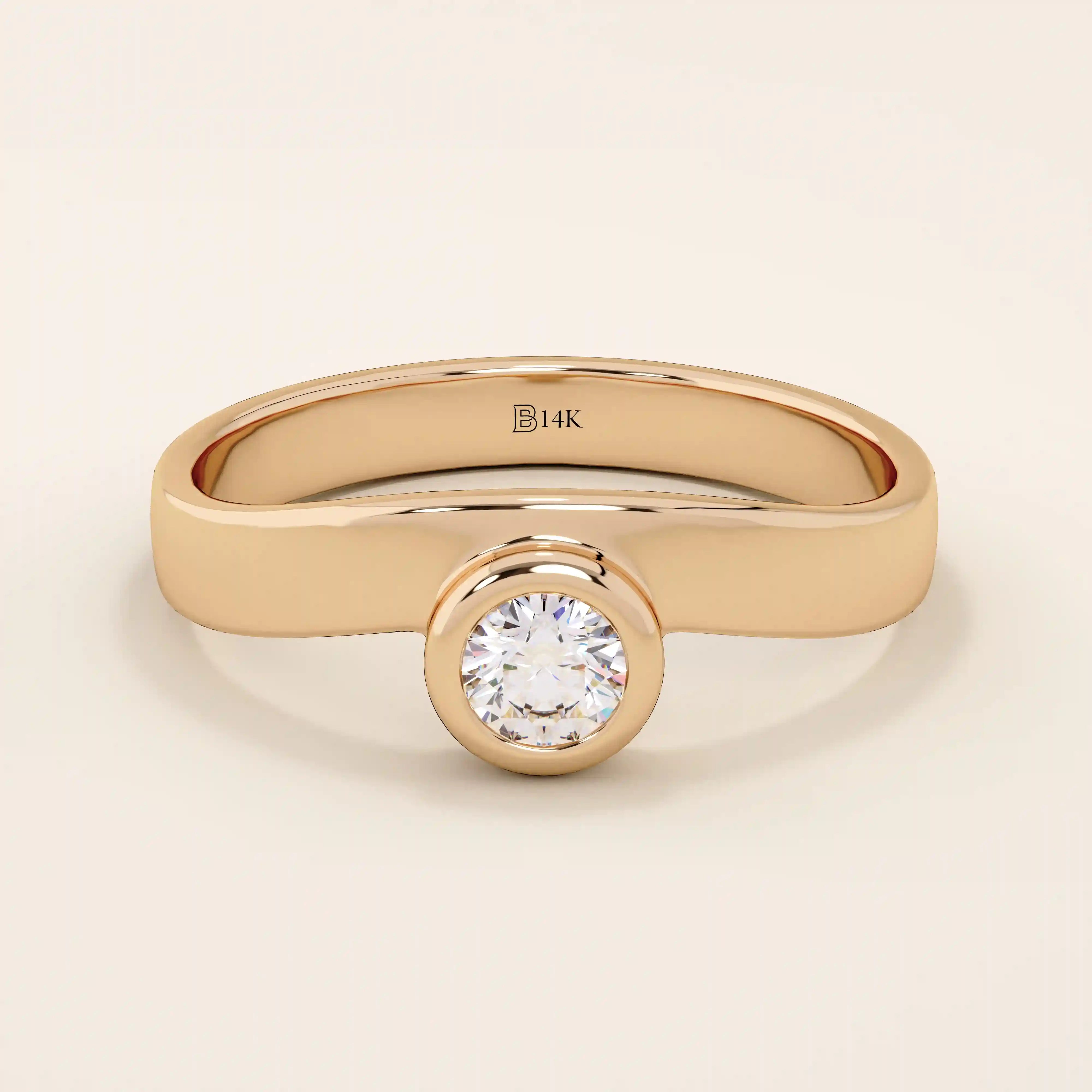 Curve Band Bezel Engagement Ring - BRENNMORE 
