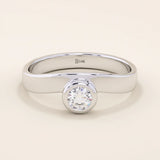 Curve Band Bezel Engagement Ring - BRENNMORE 
