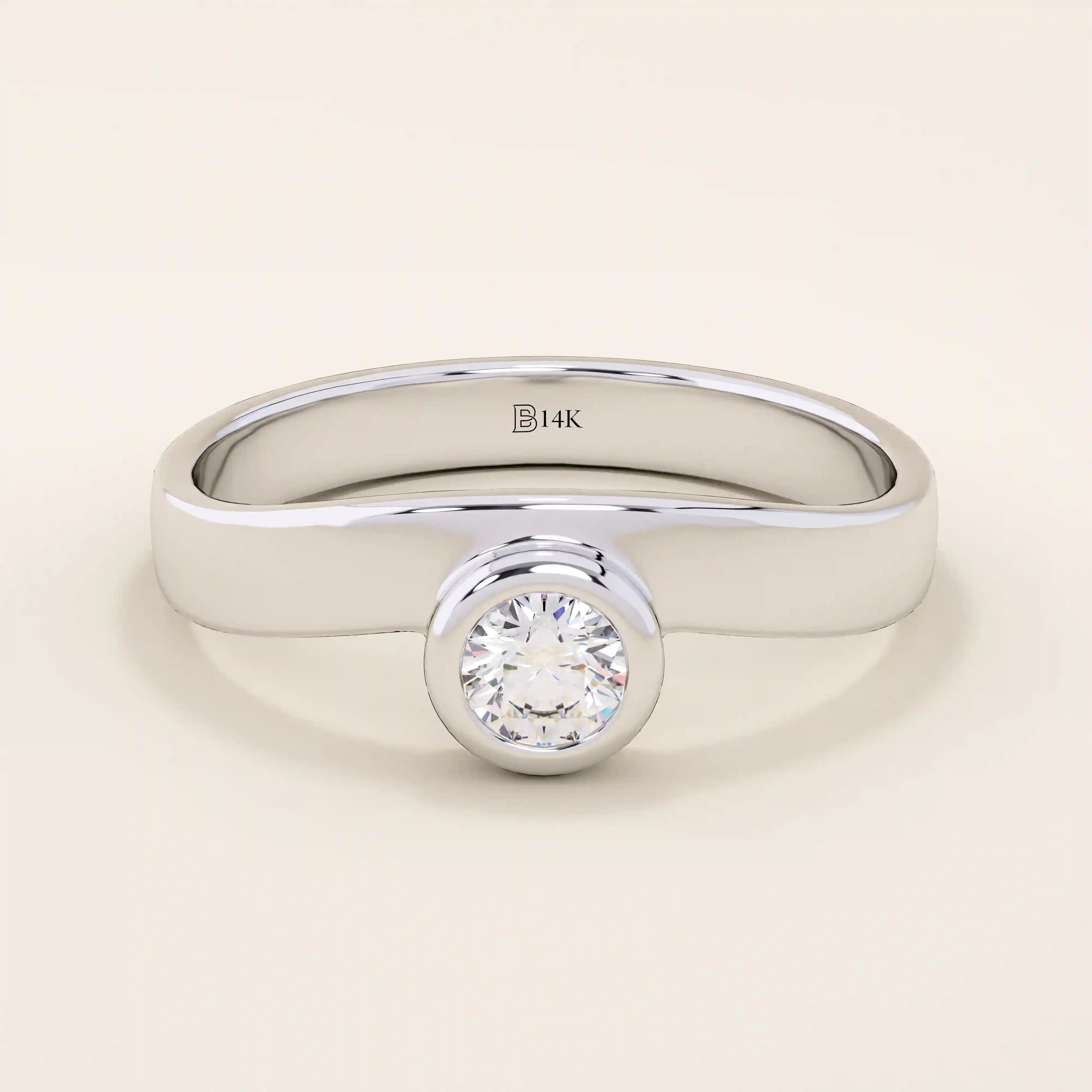 Curve Band Bezel Engagement Ring - BRENNMORE 