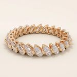 14K SOLID GOLD PAVE ETERNITY PEAR MOISSANITE STACKABLE WEDDING RING FOR WOMEN