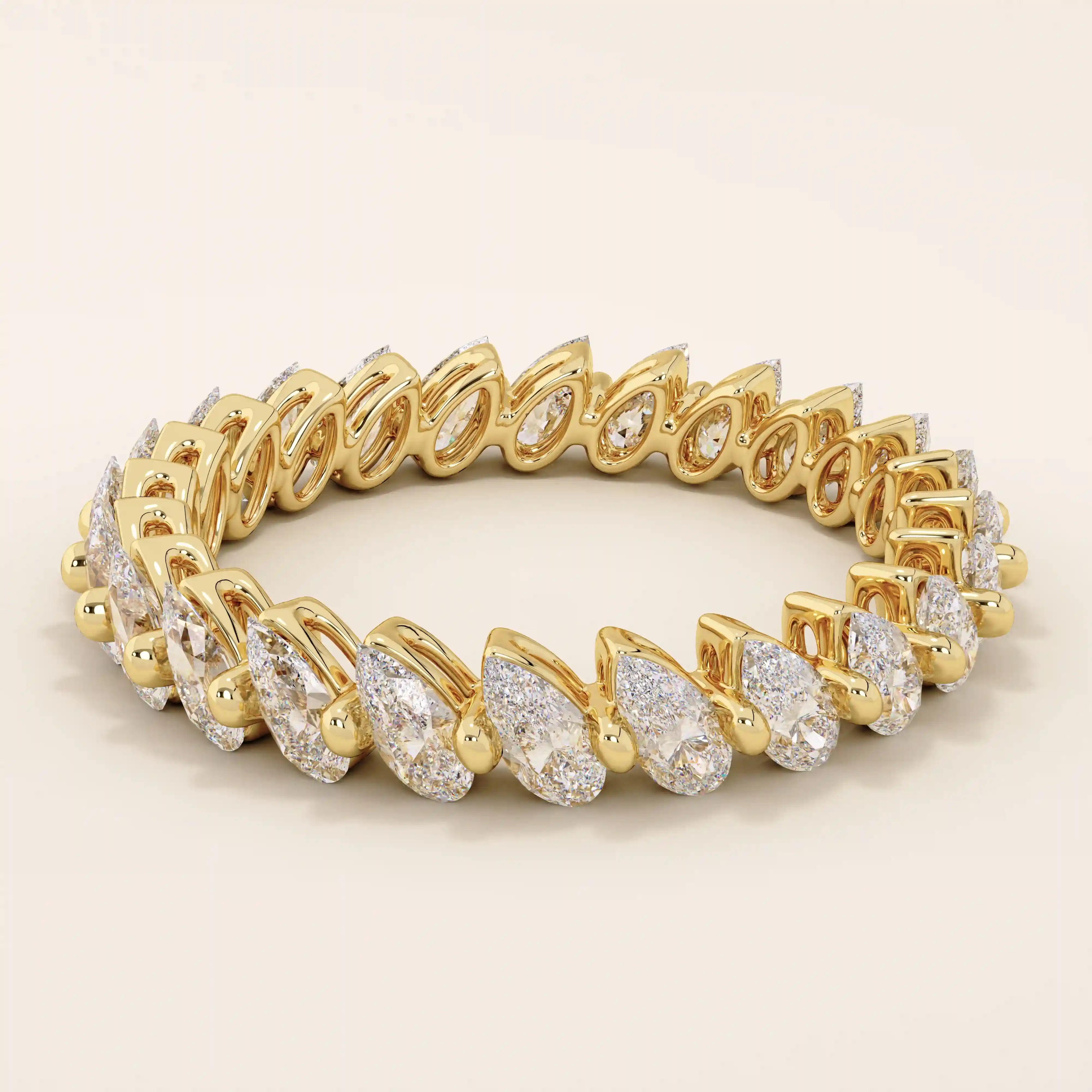 14K SOLID GOLD PAVE ETERNITY PEAR MOISSANITE STACKABLE WEDDING RING FOR WOMEN