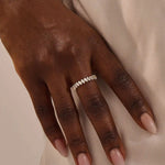 14K SOLID GOLD PAVE ETERNITY PEAR MOISSANITE STACKABLE WEDDING RING FOR WOMEN