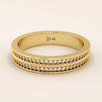 TWO ROW PAVE ETERNITY WEDDING BAND RING 14K SOLID GOLD