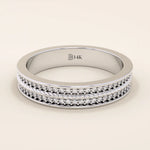 TWO ROW PAVE ETERNITY WEDDING BAND RING 14K SOLID GOLD