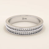TWO ROW PAVE ETERNITY WEDDING BAND RING 14K SOLID GOLD
