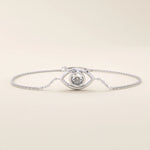 14k solid gold bezel round moissanite  evil eye ring for women
